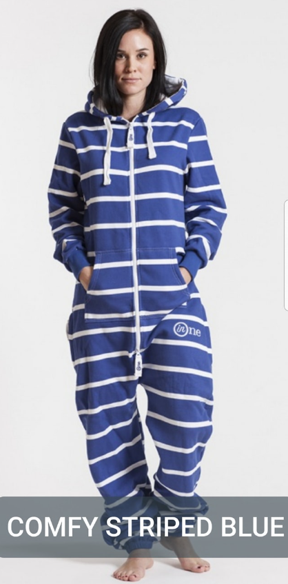 inone comfy stripe blue jumpsuit